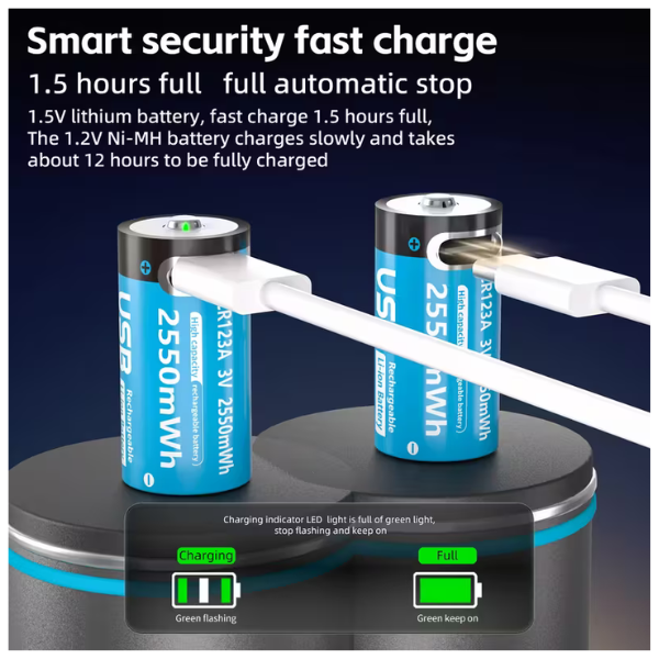 BATERIA CR123A 3V RECARGABLE 2550MWH